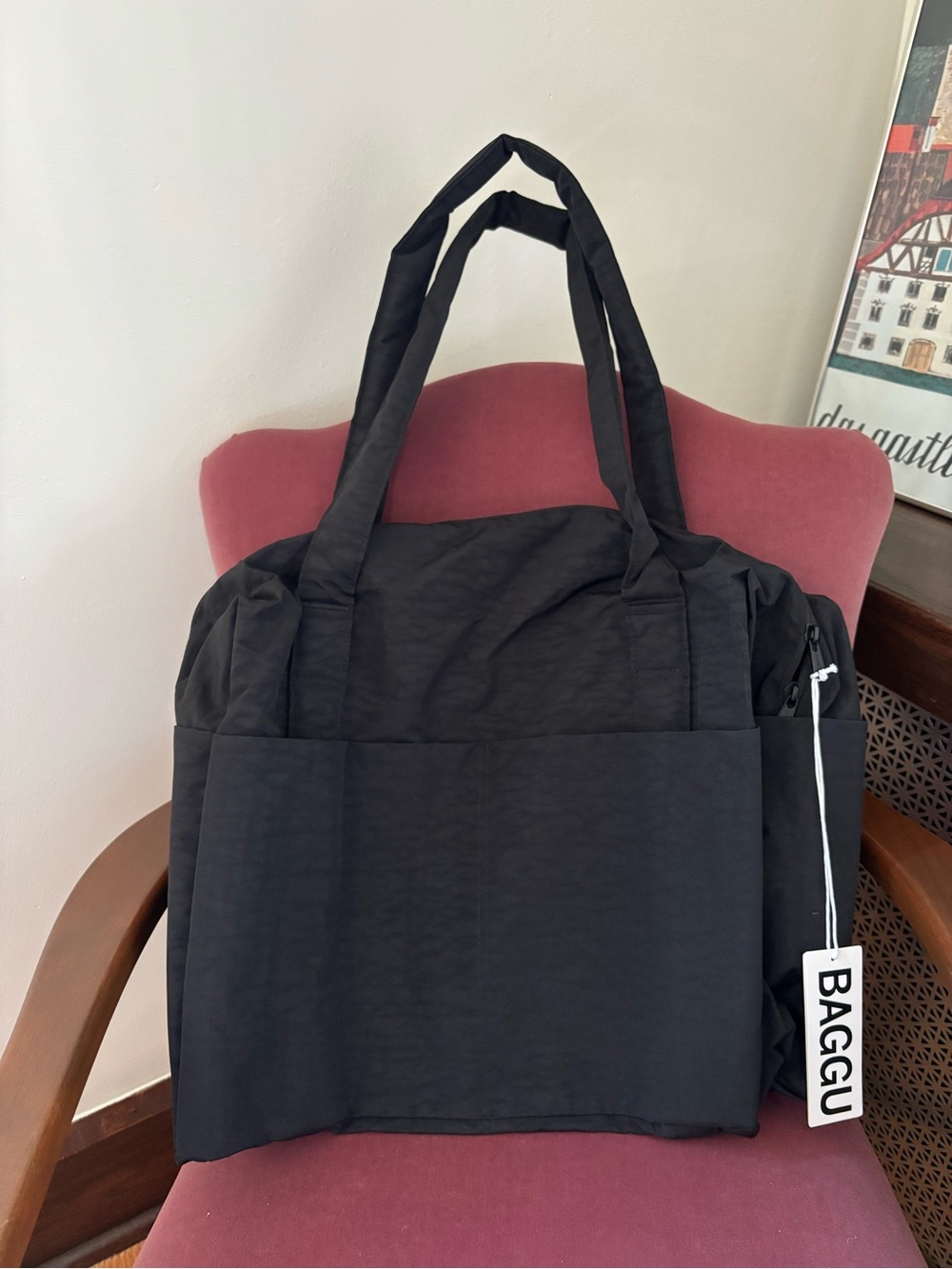 BAGGU Black Duffel Tote Bag - Travel Carry